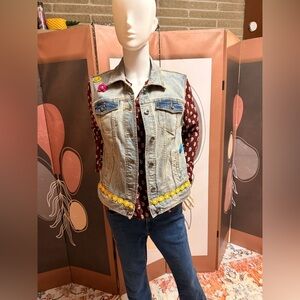 Embellished denim vest